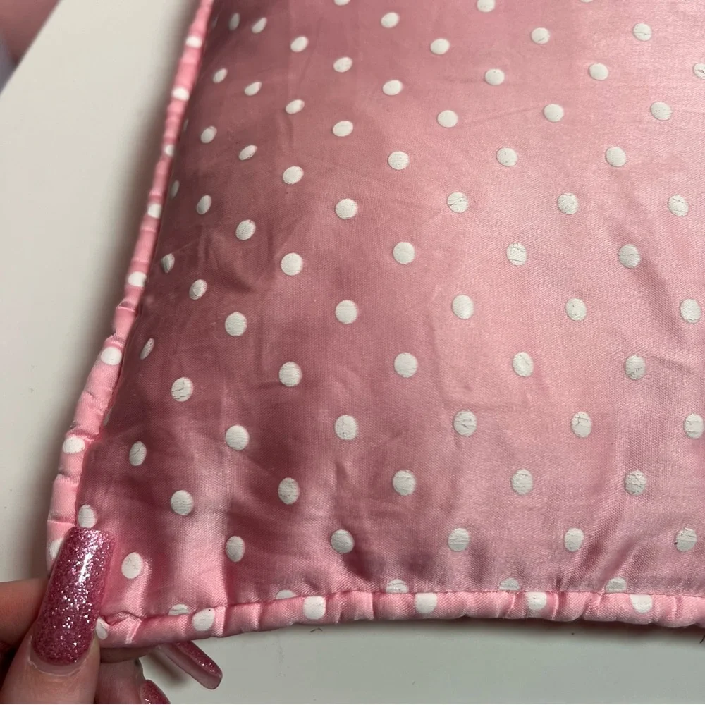 Y2K 2000s preppy pink polkadot throw pillow